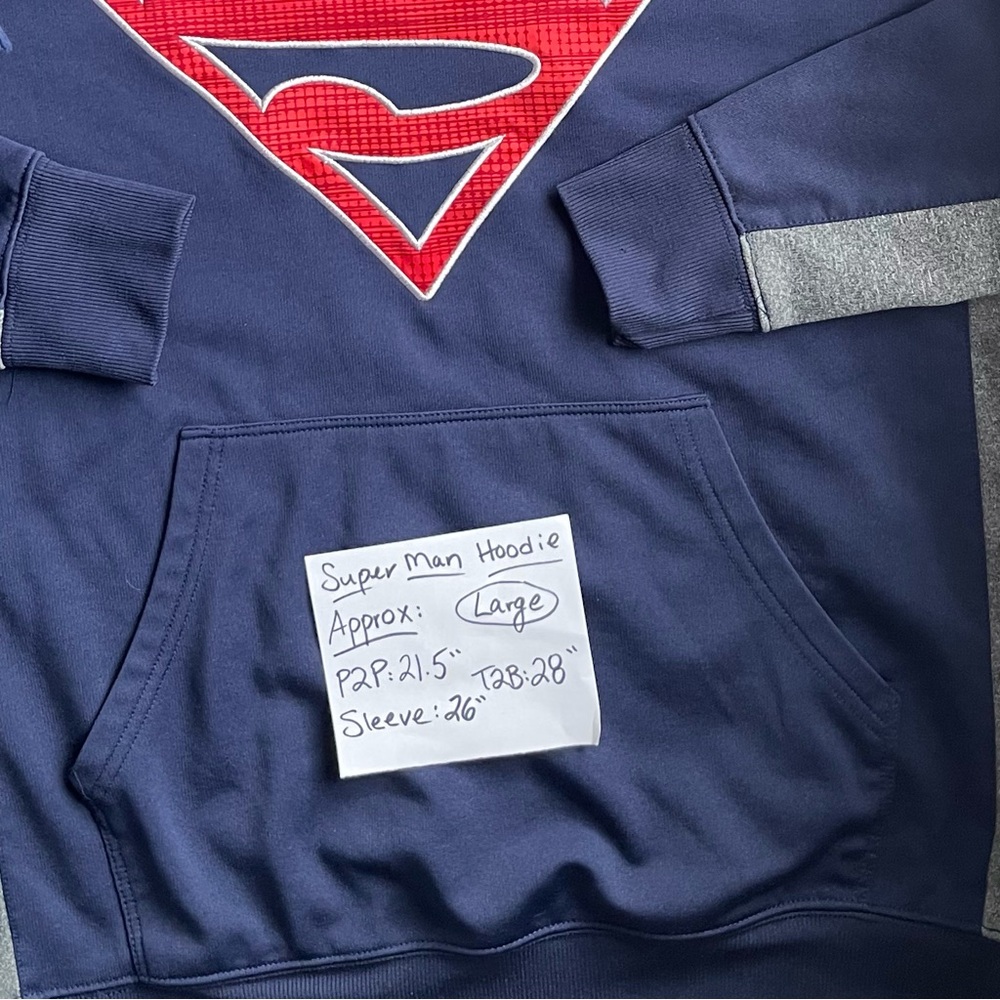 Superman Hoodie - Navy & Red - Size Large - Picture 2 of 14